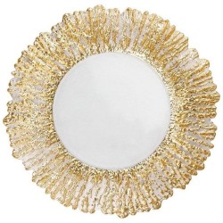 Gold Glass Charger Leaf